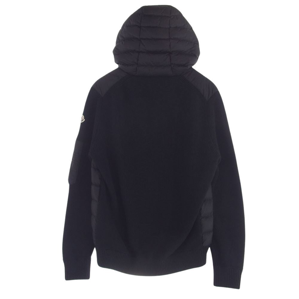 MONCLER モンクレール I20919B50800 CARDIGAN TRICOT ニット切替 フーディー ダウン ジャケット ブラック系 L【新古品】【未使用】【中古】