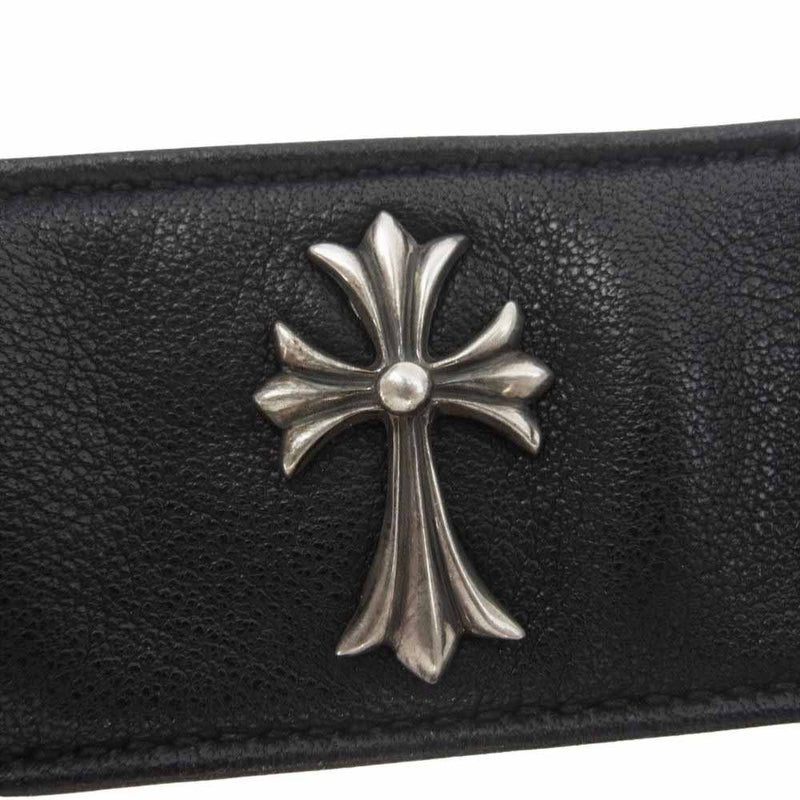 CHROME HEARTS クロムハーツ（原本無） タイニーCHクロス レザー バンド チョーカー ネックレス ブラック系【中古】