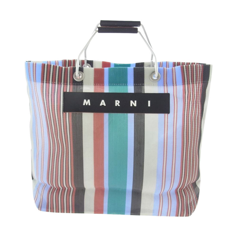 MARNI マルニ FLOWER CAFE フラワーカフェ ストライプ トートバッグ マーケットバッグ マルチカラー系【中古】