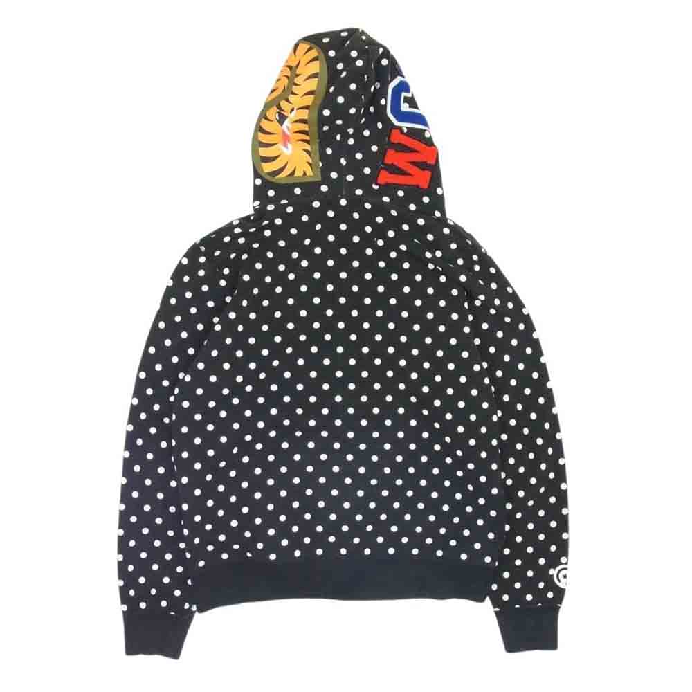 A BATHING APE アベイシングエイプ Dot shark full zip hoodie ドット シャーク パーカー ブラック系 L【中古】
