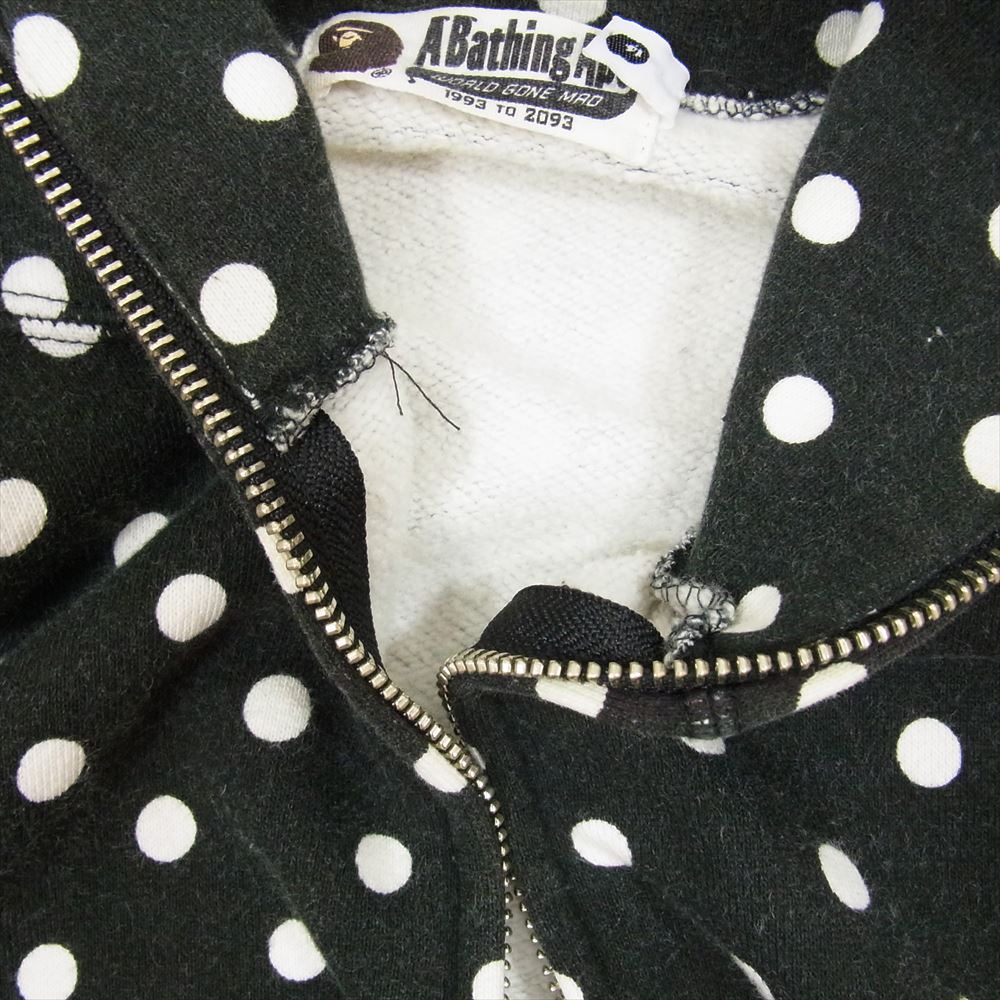 A BATHING APE アベイシングエイプ Dot shark full zip hoodie ドット シャーク パーカー ブラック系 L【中古】
