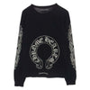 CHROME HEARTS クロムハーツ（原本無） ホースシュープリント フローラルクロスアーム ポケット付き 長袖 Tシャツ ロンT ブラック ブラック系 M【中古】