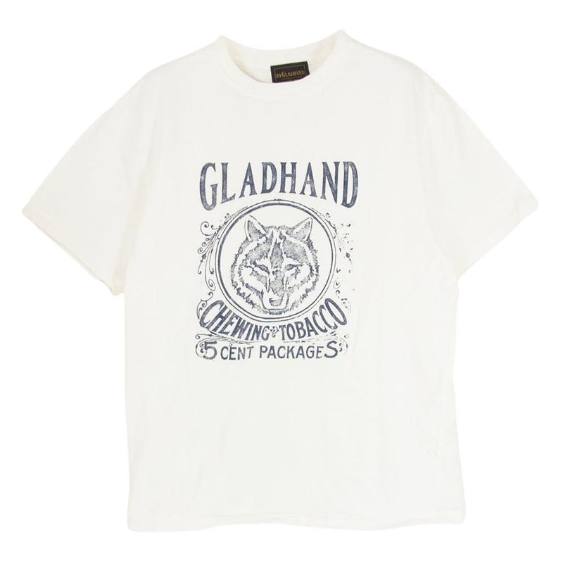 BY GLADHAND バイグラッドハンド ウルフ プリント  Tシャツ 半袖 カットソー オフホワイト系 M【中古】