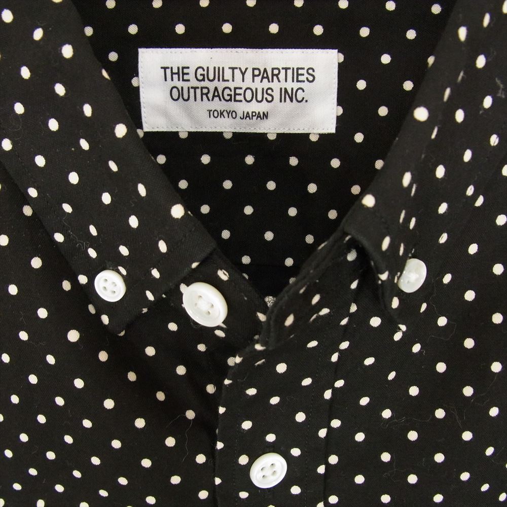 WACKO MARIA ワコマリア 15SS-DOT-08 刺繍 ドット ボタンダウン 半袖 シャツ ブラック系 M【中古】