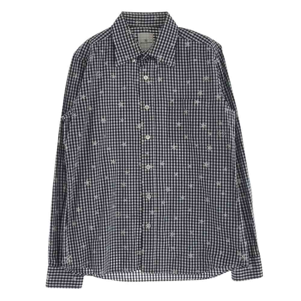 uniform experiment ユニフォームエクスペリメント UE-112059 STAR PATTERN GINGHAM B.D SHIRT 2 ギンガム チェック シャツ ネイビー系 ホワイト系 2【中古】