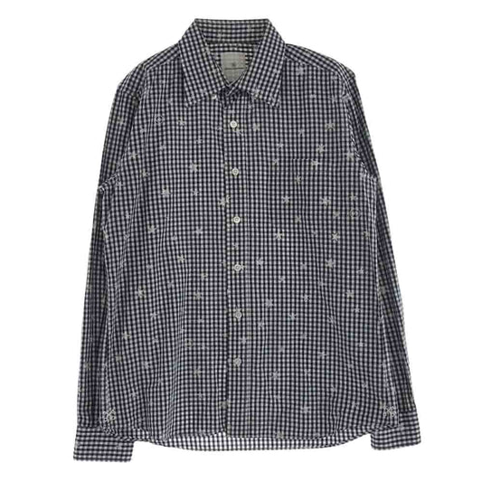 uniform experiment ユニフォームエクスペリメント UE-112059 STAR PATTERN GINGHAM B.D SHIRT 2 ギンガム チェック シャツ ネイビー系 ホワイト系 2【中古】