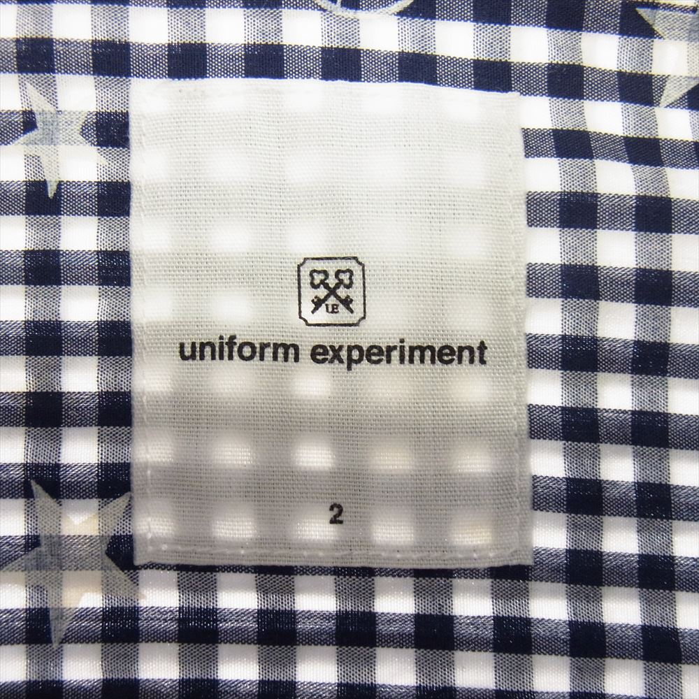 uniform experiment ユニフォームエクスペリメント UE-112059 STAR PATTERN GINGHAM B.D SHIRT 2 ギンガム チェック シャツ ネイビー系 ホワイト系 2【中古】