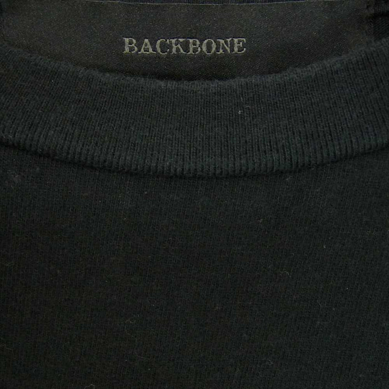 BACKBONE バックボーン ドラゴン スカル プリント 刺繍 ポケット Tシャツ カットソー ブラック系 M【中古】