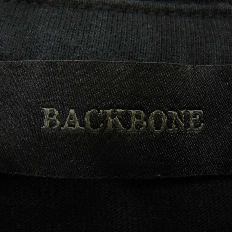 BACKBONE バックボーン ドラゴン スカル プリント 刺繍 ポケット Tシャツ カットソー ブラック系 M【中古】