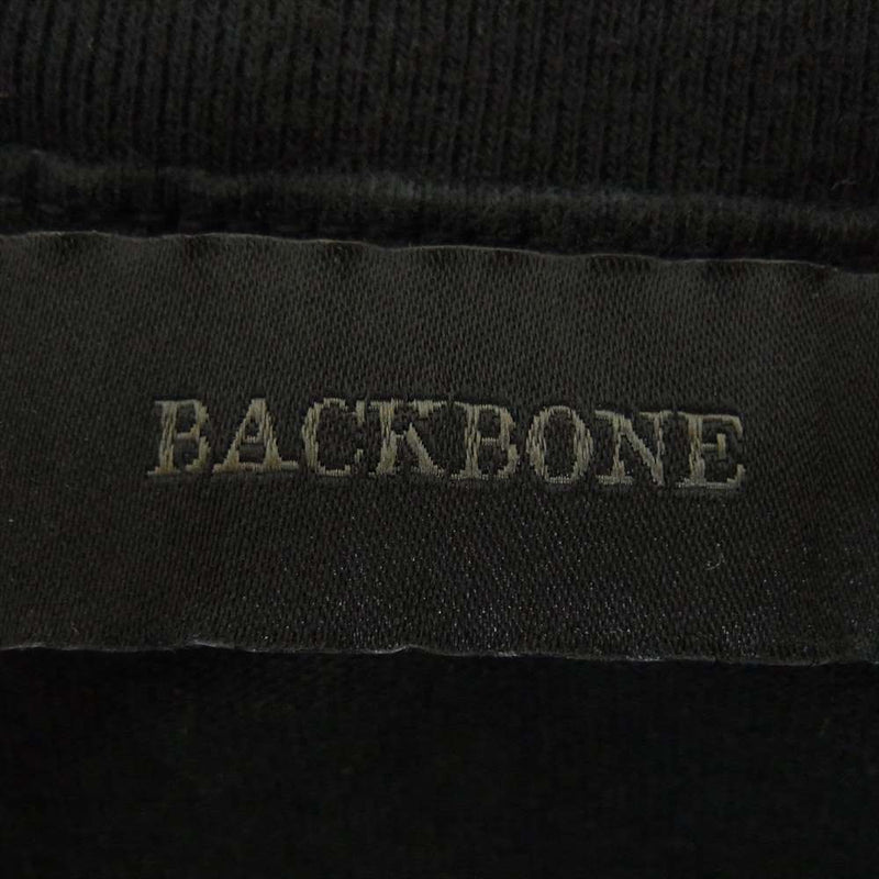 BACKBONE バックボーン イーグル スカル プリント 刺繍 ポケット Tシャツ カットソー ブラック系 M【中古】