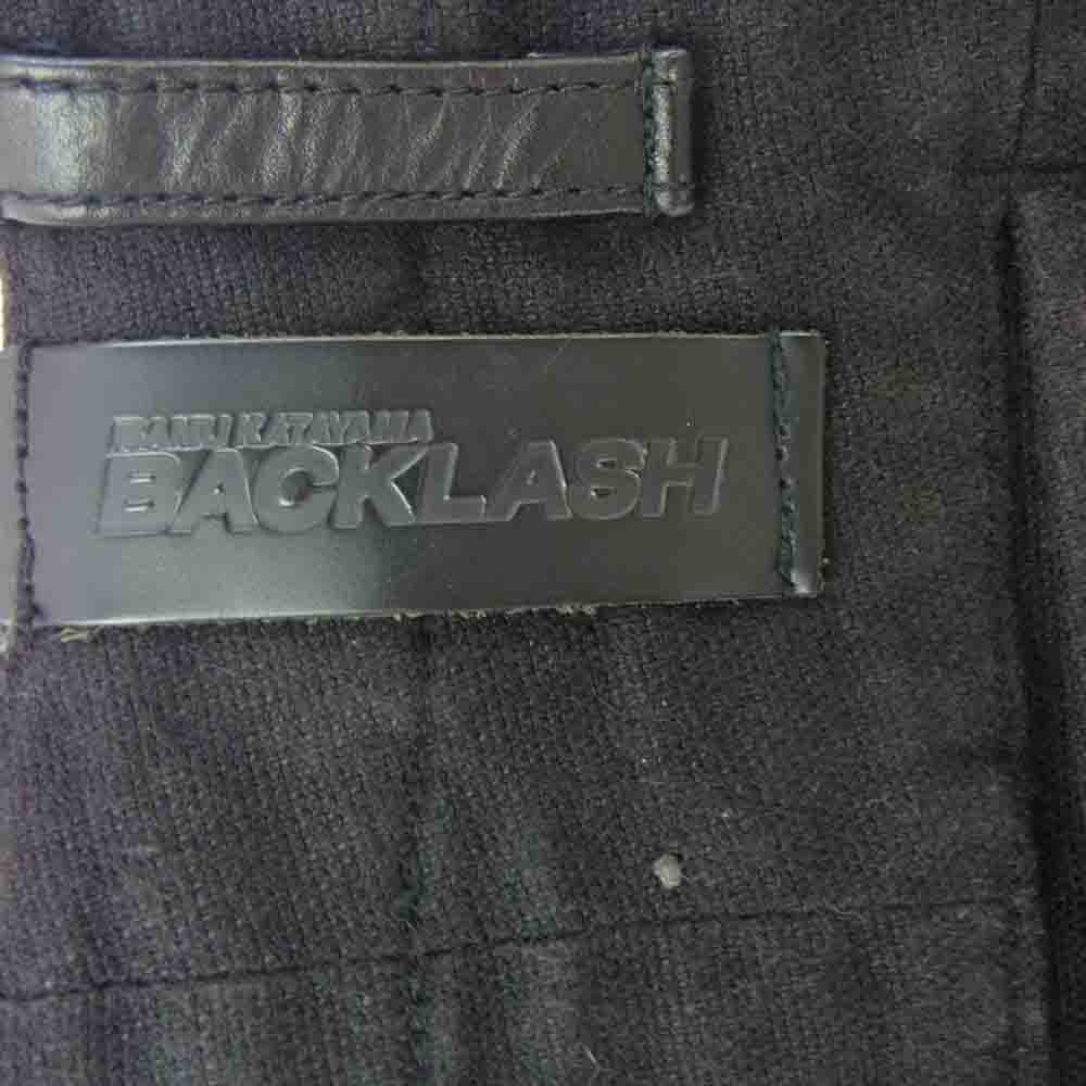 ISAMUKATAYAMA BACKLASH イサムカタヤマバックラッシュ 1504-01 コットンリネン製品染め+ジャパンカーフレザー白鞣し ショーツ ショート ハーフ パンツ ブラック系 M【中古】