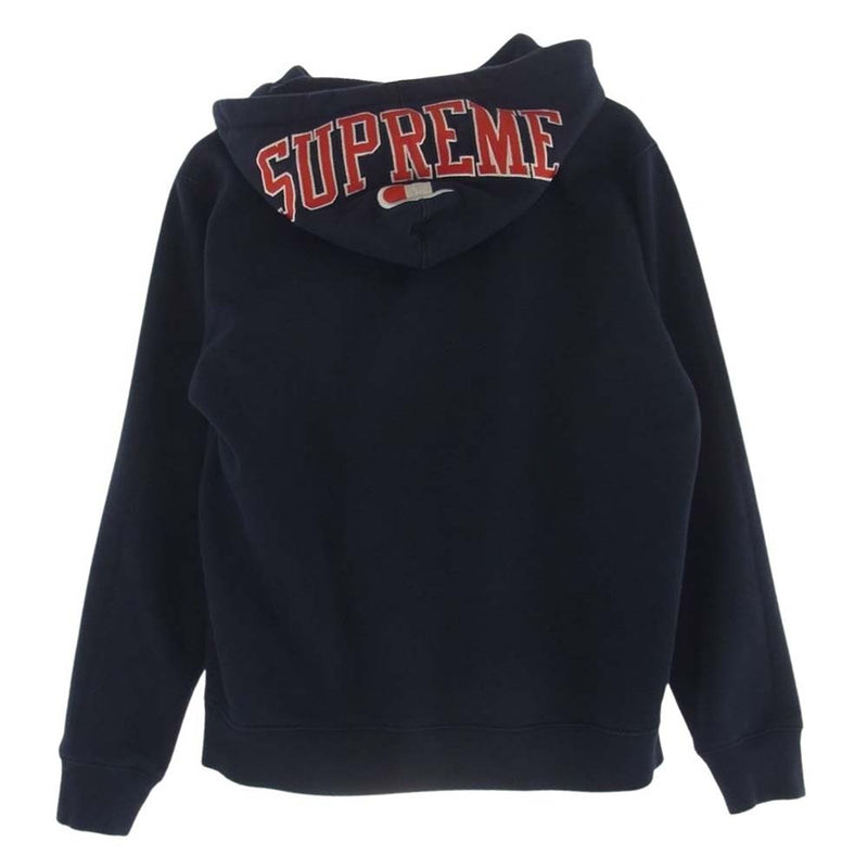 Supreme シュプリーム 17AW CHAMPION Arc Logo Zip Up Hooded Sweat Shirt チャンピオン アーチロゴ ジップアップ スウェットシャツ フーディ パーカー ネイビー系 S【中古】