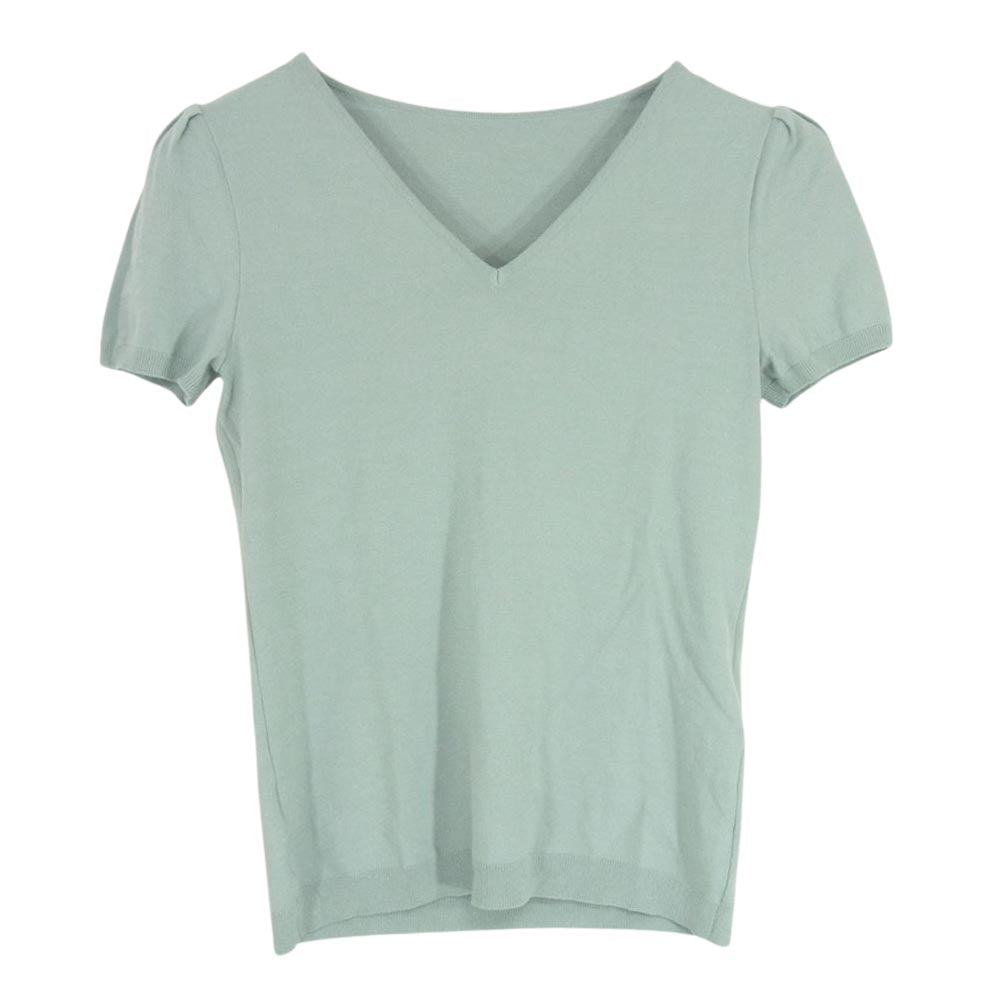 FOXEY フォクシー 38094-KSTFN445MY-2 Knit Tops 小顔T kogao T ニット トップス グリーン系 38【中古】
