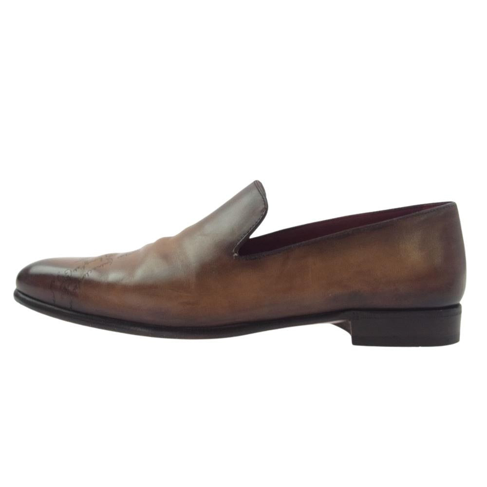 Berluti ベルルッティ CURSIVE GALET カーシヴ ガレ カリグラフィ レザー ローファー ブラウン系 7.5【中古】