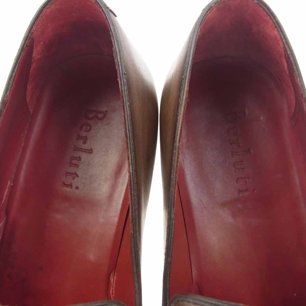 Berluti ベルルッティ CURSIVE GALET カーシヴ ガレ カリグラフィ レザー ローファー ブラウン系 7.5【中古】