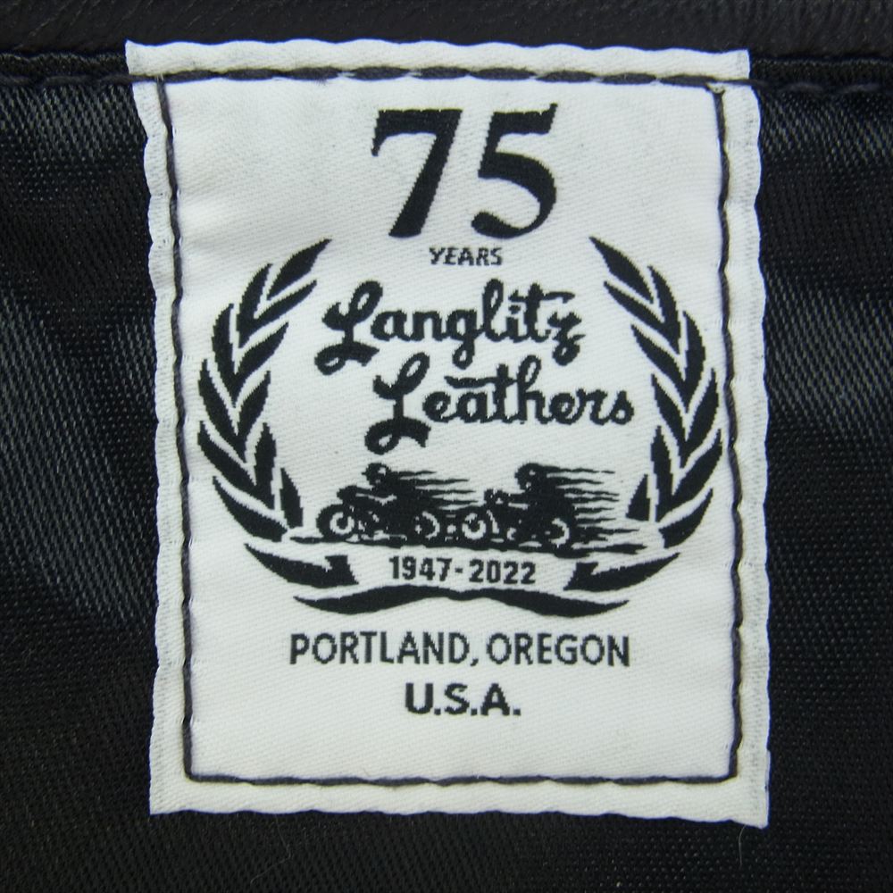 LANGLITZ LEATHERS ラングリッツレザーズ 40155 Laced Vest  ゴートスキン スクエアボトム ライダースハンドポケット レザー レース ベスト ブラック系【中古】