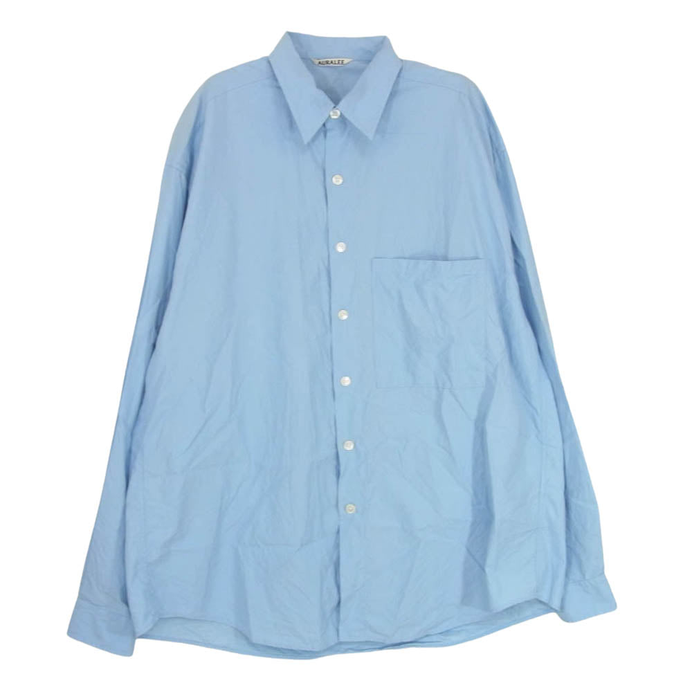 AURALEE オーラリー 24SS A24SS02TN WASHED FINX BIG TWILL SHIRT ウォッシュド フィンクス ビッグ ツィル 長袖 シャツ ブルー系 5【中古】