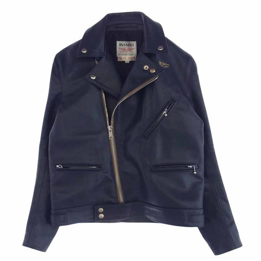 Lewis Leathers ルイスレザー 441TH Cyclone Jacket サイクロン タイトフィット ホースハイド ネイビー ベージュテープ ダブルライダース  レザージャケット チャコール系　ネイビー系 38【美品】【中古】