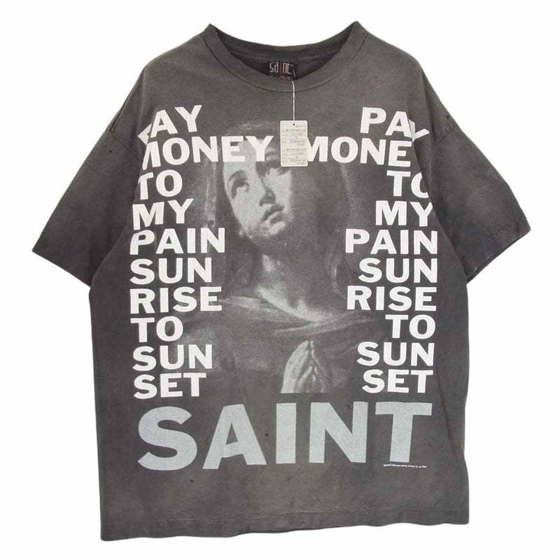 SAINT MICHAEL セントマイケル 24SS SM-YS3-0000-C49 PTP PTP_SS/STAY REAL ヴィンテージ加工 クルーネック Tシャツ グレー系 XL【中古】