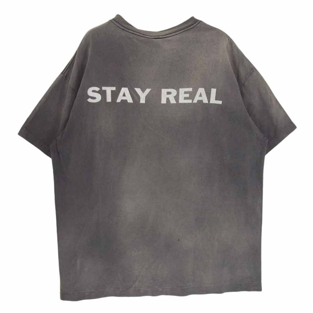 SAINT MICHAEL セントマイケル 24SS SM-YS3-0000-C49 PTP PTP_SS/STAY REAL ヴィンテージ加工 クルーネック Tシャツ グレー系 XL【中古】