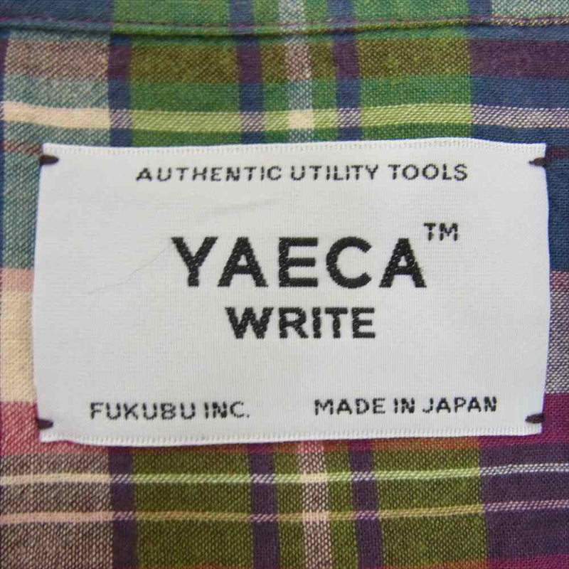 YAECA ヤエカ 48121 チェック コットン 半袖 シャツ M【中古】