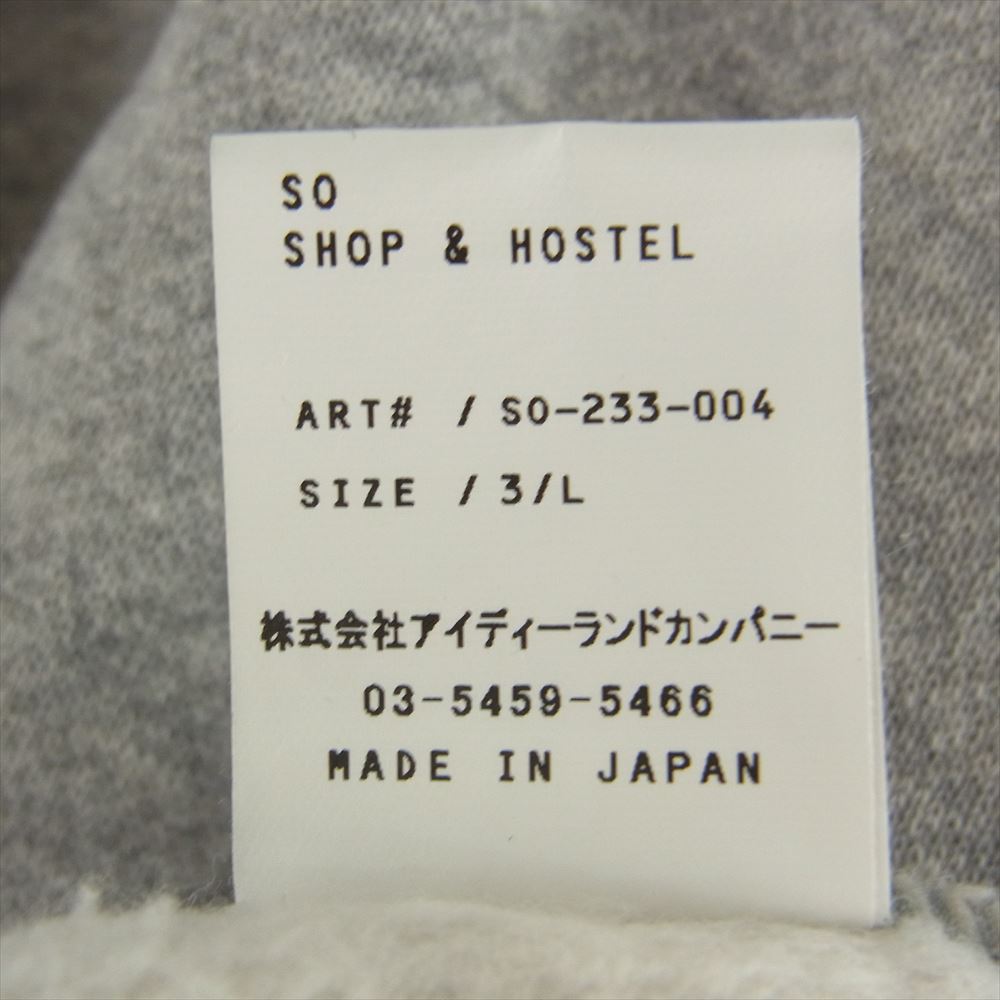 ソーショップアンドホステル SO ORIGINAL RAGLAN CREW NECK SWEATSHIRT ラグラン スウエット クルーネック グレー グレー系 3L【中古】