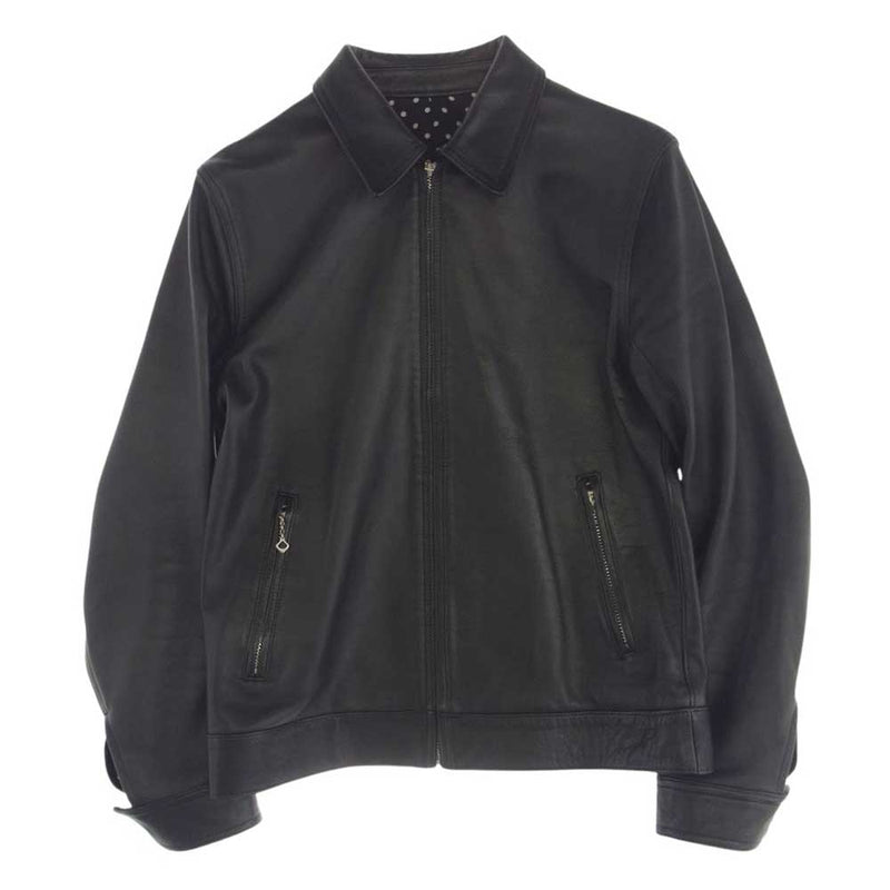 WACKO MARIA ワコマリア WWR-IST-LEA-01 LEATHER JKT 裏地ドット柄 ステアハイド レザー シングル ライダースジャケット ブラック系 M【中古】