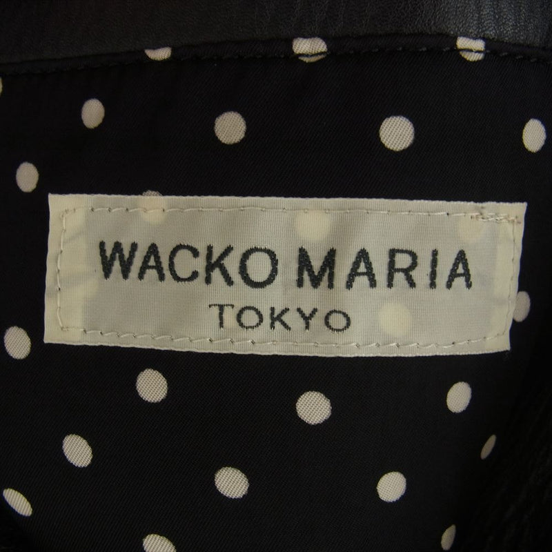 WACKO MARIA ワコマリア WWR-IST-LEA-01 LEATHER JKT 裏地ドット柄 ステアハイド レザー シングル ライダースジャケット ブラック系 M【中古】