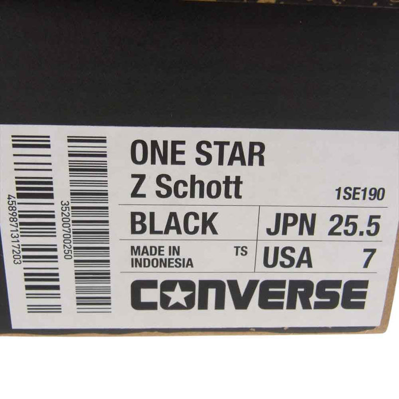 CONVERSE コンバース × Schott ショット ONE STAR Z Schott ワンスター Z Wネーム レザー ローカット スニーカー ブラック系 25.5cm【極上美品】【中古】