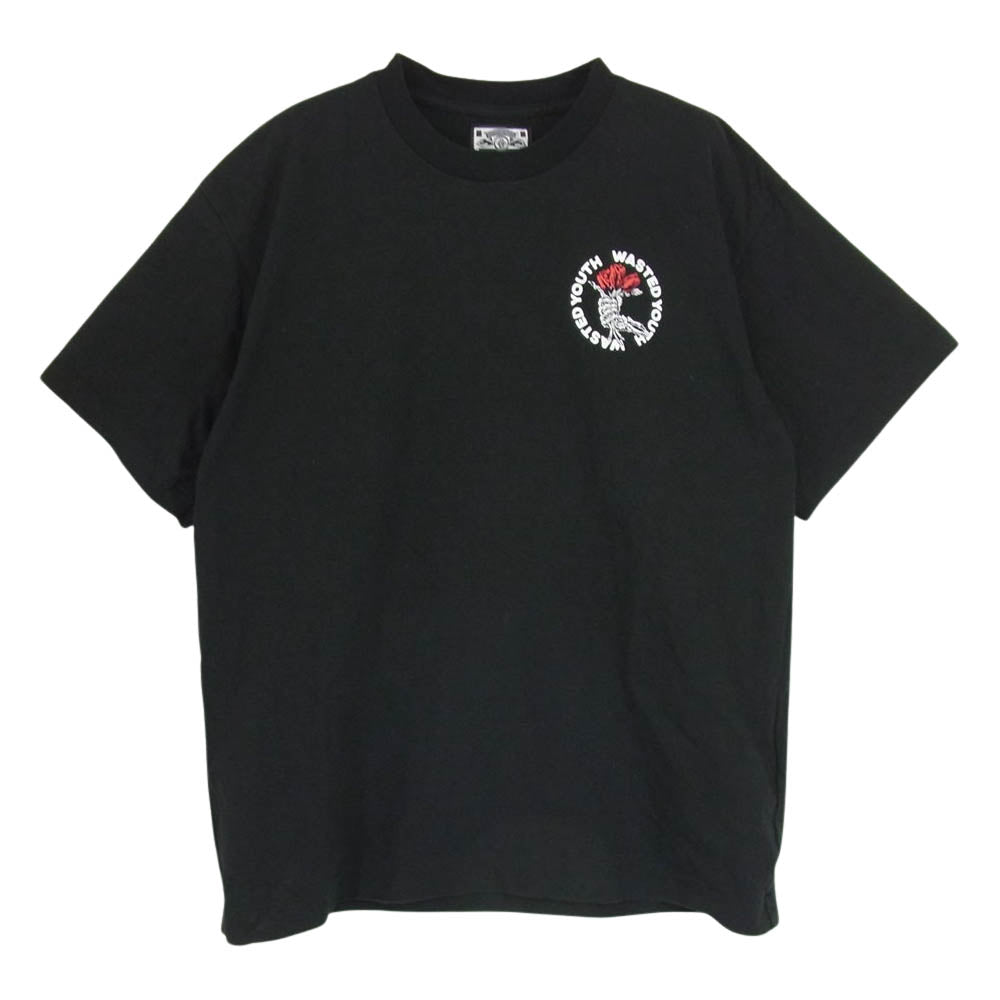 Wasted Youth ウェイステッドユース × VERDY バラ 薔薇 モチーフ 半袖 Tシャツ ブラック系 L【中古】