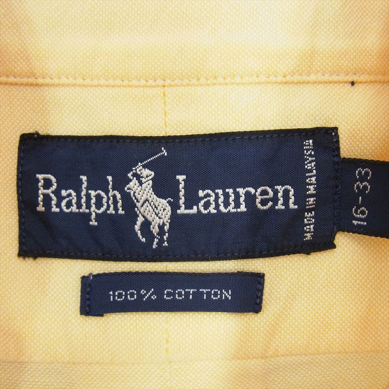 RALPH LAUREN ラルフローレン コットン ボタンダウン ワンポイント ロゴ 刺繍 長袖 シャツ イエロー系 16-33【中古】