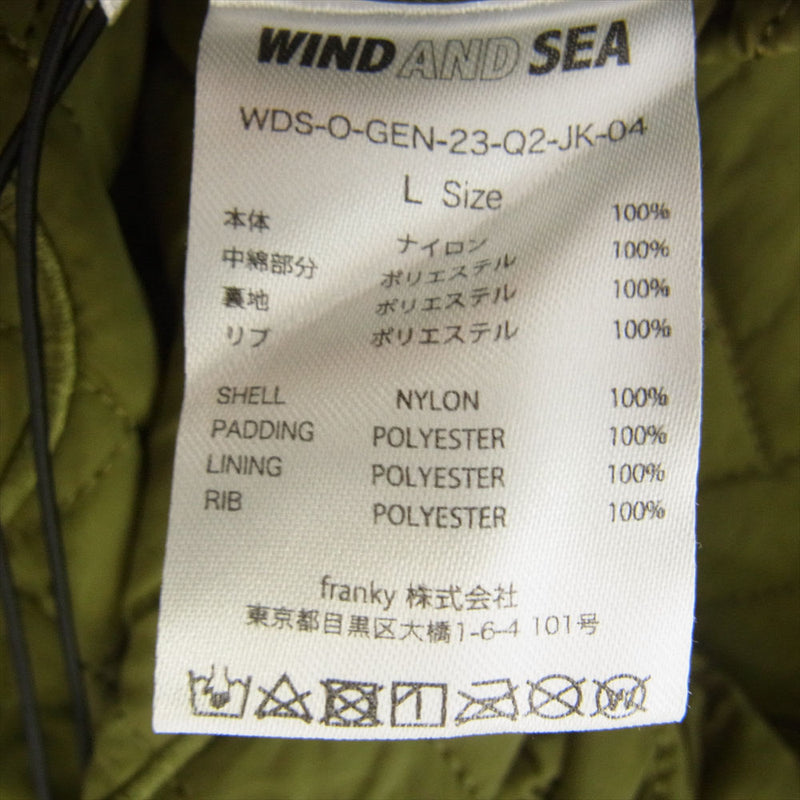 WIND AND SEA ウィンダンシー WDS-O-GEN-23-Q2-JK-04 Sea High Neck Quilting Blouson ハイネック キルティング ブルゾン ジャケット カーキ系 L【極上美品】【中古】