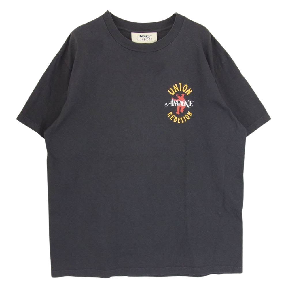 ユニオン × AWAKE アウェイク NY Rebelion Tee プリント Tシャツ 半袖 グレー系 XL【中古】