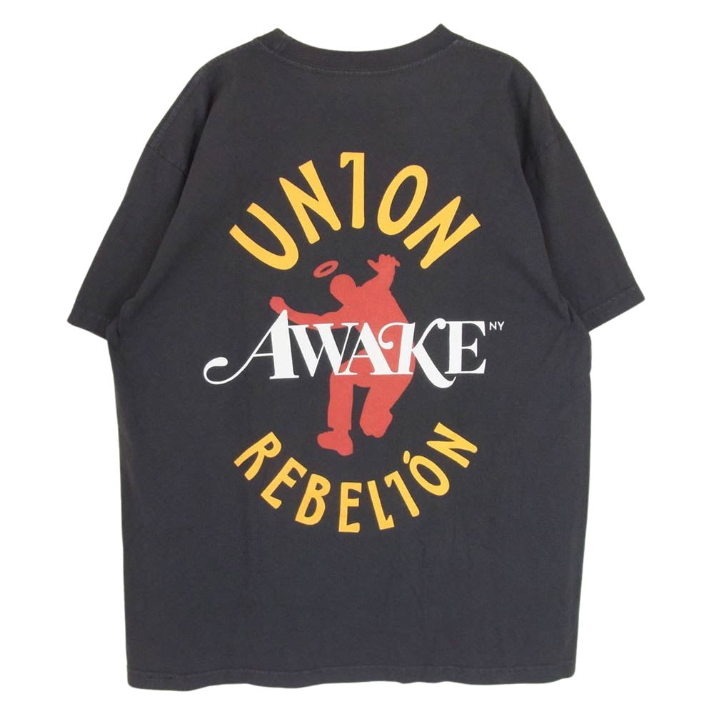 ユニオン × AWAKE アウェイク NY Rebelion Tee プリント Tシャツ 半袖 グレー系 XL【中古】