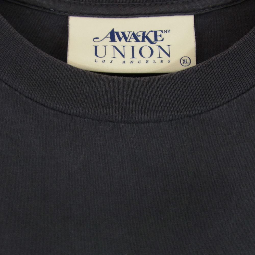 ユニオン × AWAKE アウェイク NY Rebelion Tee プリント Tシャツ 半袖 グレー系 XL【中古】