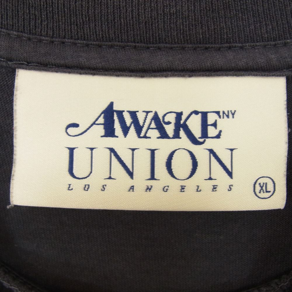ユニオン × AWAKE アウェイク NY Rebelion Tee プリント Tシャツ 半袖 グレー系 XL【中古】