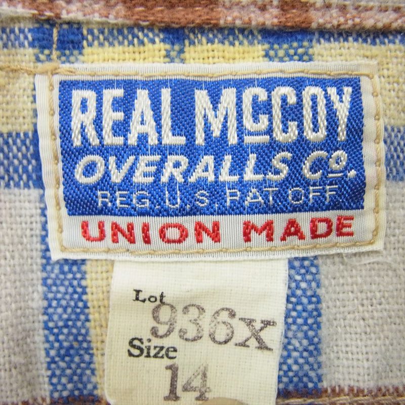 The REAL McCOY'S ザリアルマッコイズ 936X チェック ネル 長袖 ワーク シャツ 14【中古】