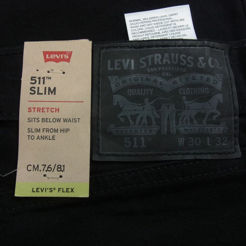 Levi's リーバイス 04511-1907 511 ストレッチ スリム デニム パンツ ジーンズ ブラック系 W30L32【新古品】【未使用】【中古】