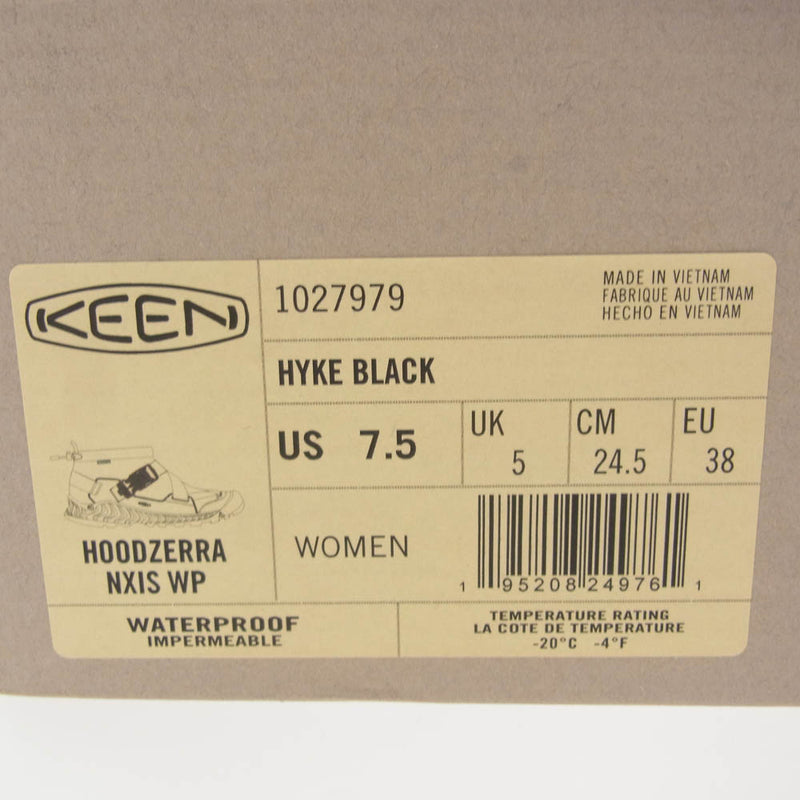 HYKE ハイク 1027979 KEEN WMNS Hoodzerra NXIS WP キーン ウィメンズ フッドゼラ ネクシス ウォータープルーフ ブーツ ブラック系 24.5cm【中古】