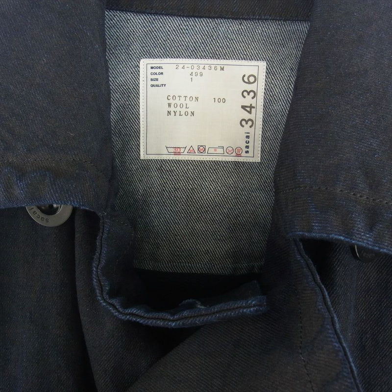 Sacai サカイ 24AW 24-03436M denim jacket  デニムジャケット ダブルフェイス デニムコート 1【極上美品】【中古】