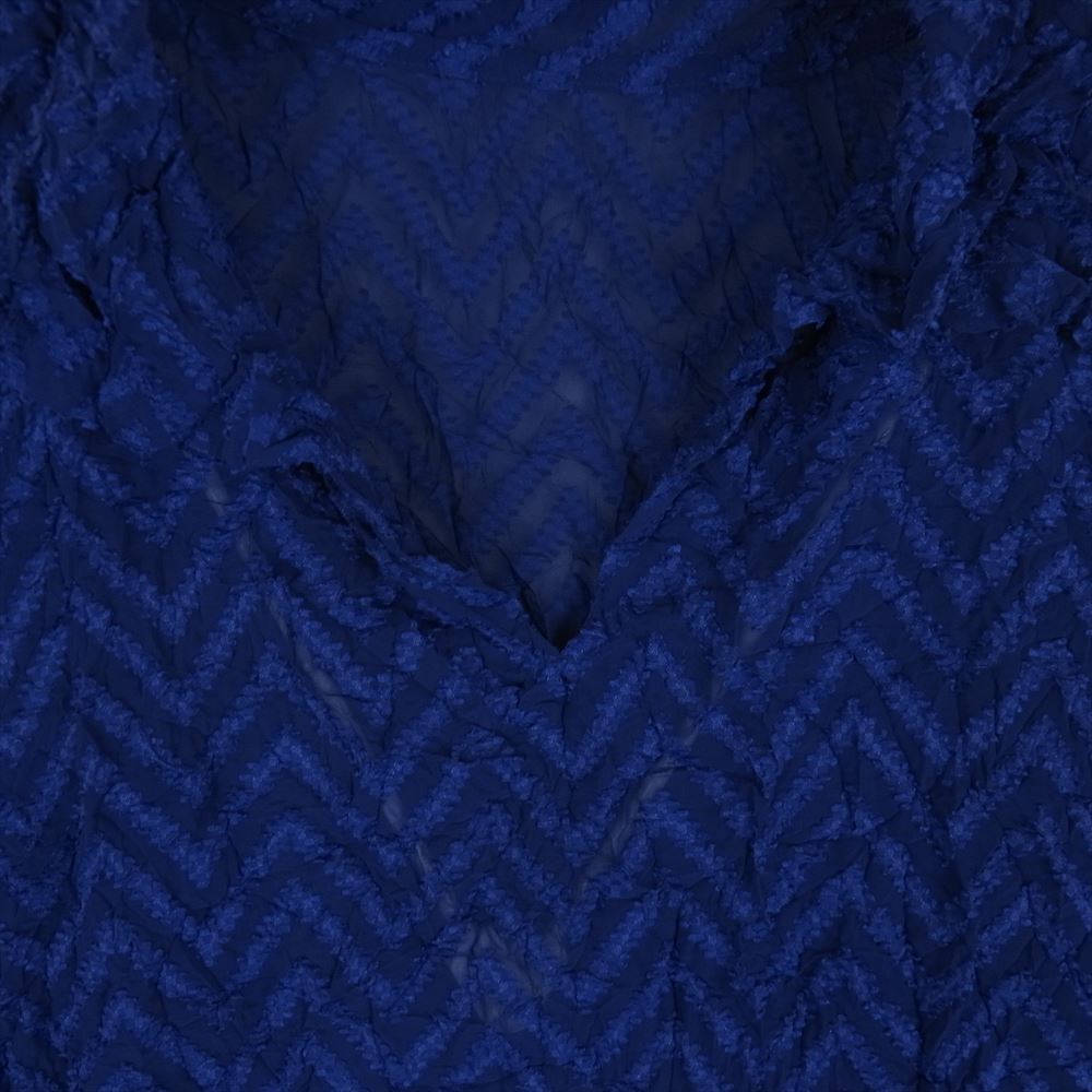 ISSEY MIYAKE イッセイミヤケ MI64FM241 ME ミー シワ加工 プリーツ 半袖 ブラウス スキッパー シャツ ネイビー系【中古】