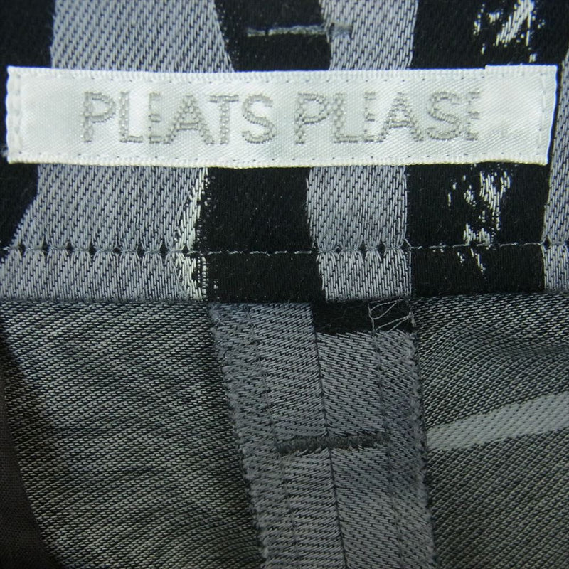 PLEATS PLEASE プリーツプリーズ イッセイミヤケ 15AW PP54-ZF871 リップ ジャガード 総柄 パンツ 日本製 グレー系 ブラック系 3【中古】