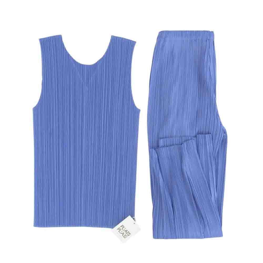 ふちゃっ　イッセイミヤケ プリーツプリーズ ノースリーブトップス　パープル ふちゃっ イッセイミヤケ プリーツプリーズ ノースリーブ