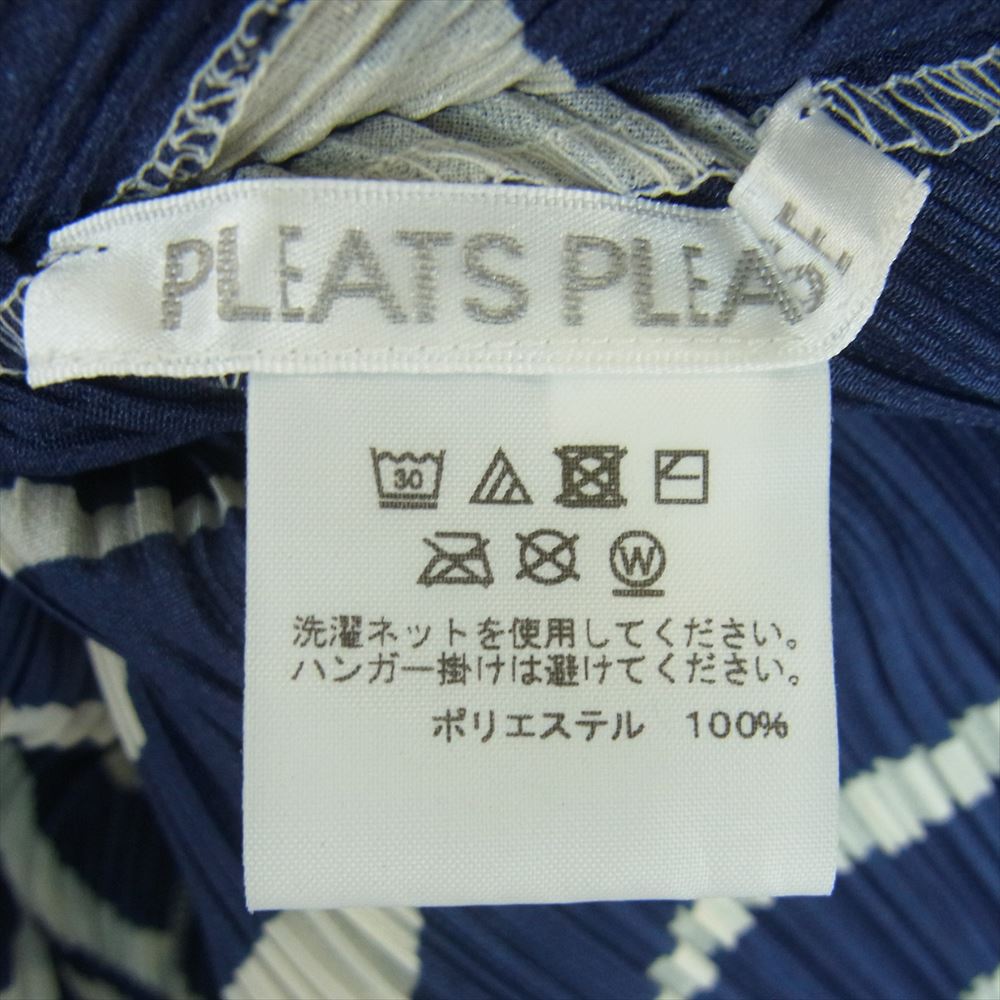 PLEATS PLEASE プリーツプリーズ イッセイミヤケ PP13-JH623 dreaming leaves dress 総柄 プリーツ 半袖 ワンピース ドレス ダークネイビー系 オフホワイト系 2【中古】