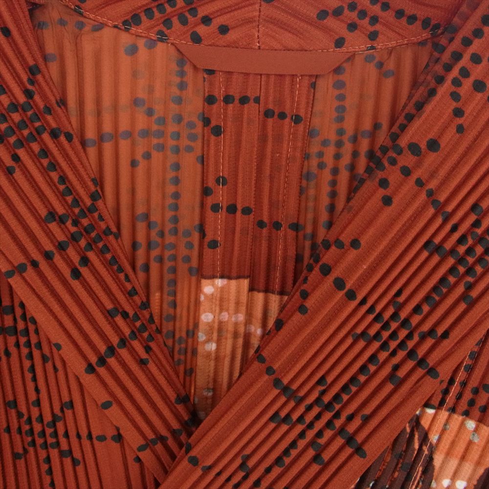 HOMME PLISSE ISSEY MIYAKE オム プリッセ イッセイミヤケ HP71JL175 春画転写 総柄 プリーツ ロング ジャケット レッド系【中古】