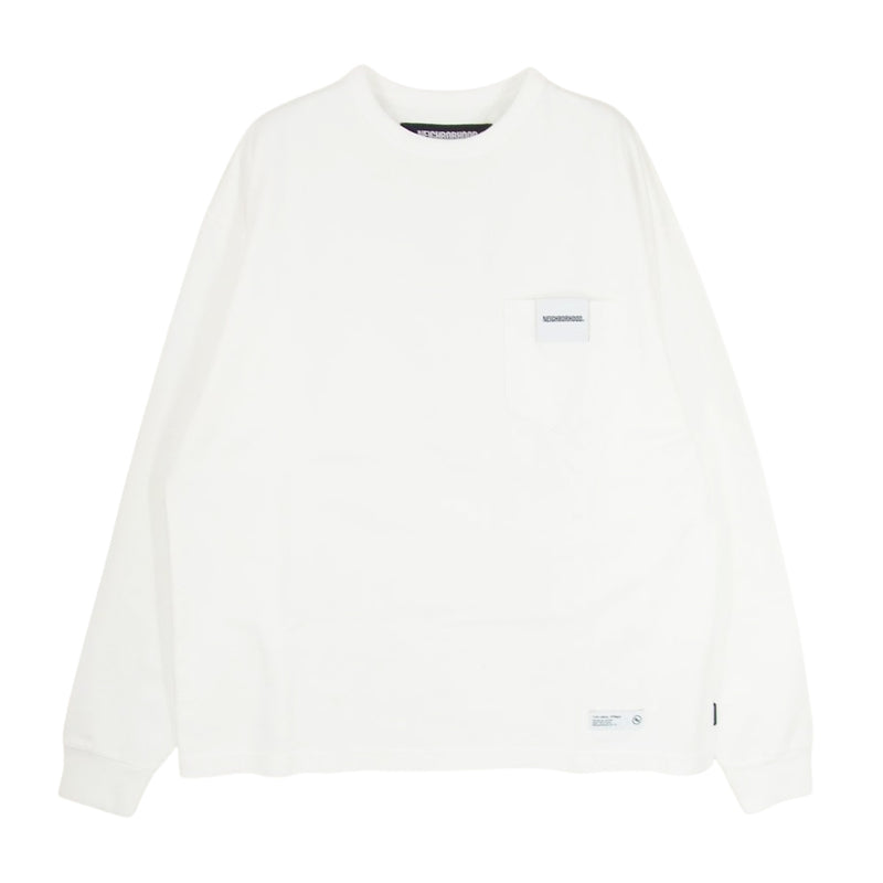 NEIGHBORHOOD ネイバーフッド 24AW 242fpnh-csm10 CLASSIC-P CREWNECK LS コットン ポケット 長袖 クルーネック Tシャツ ホワイト系 M【極上美品】【中古】