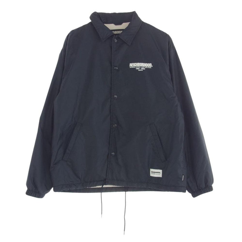 NEIGHBORHOOD ネイバーフッド 24SS 241TSNH-JKM01 WINDBREAKER JACKET-1 バックプリント ナイロン 裏フリース コーチジャケット ウィンドブレーカー ネイビー系 M【中古】