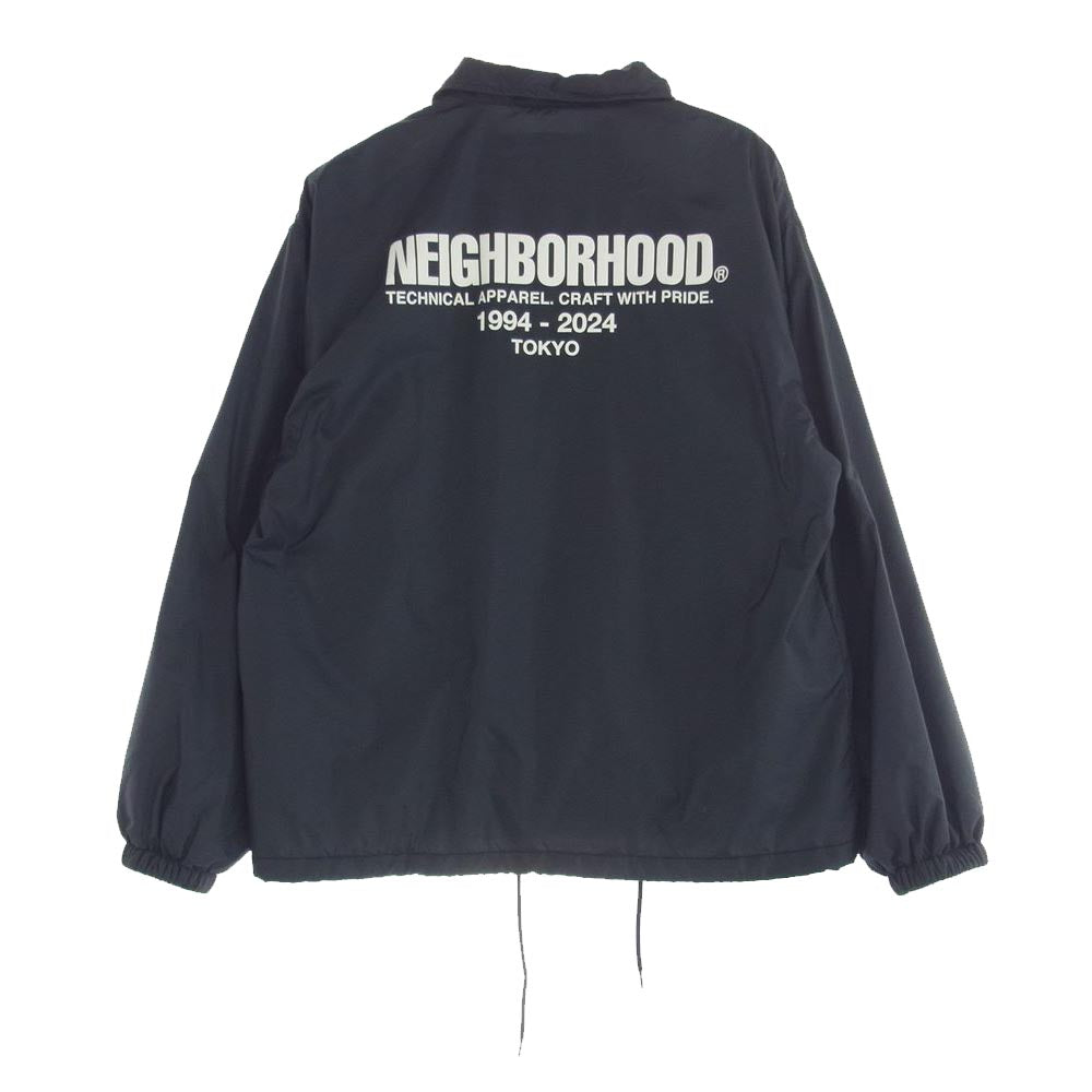 NEIGHBORHOOD ネイバーフッド 24SS 241TSNH-JKM01 WINDBREAKER JACKET-1 バックプリント ナイロン 裏フリース コーチジャケット ウィンドブレーカー ネイビー系 M【中古】