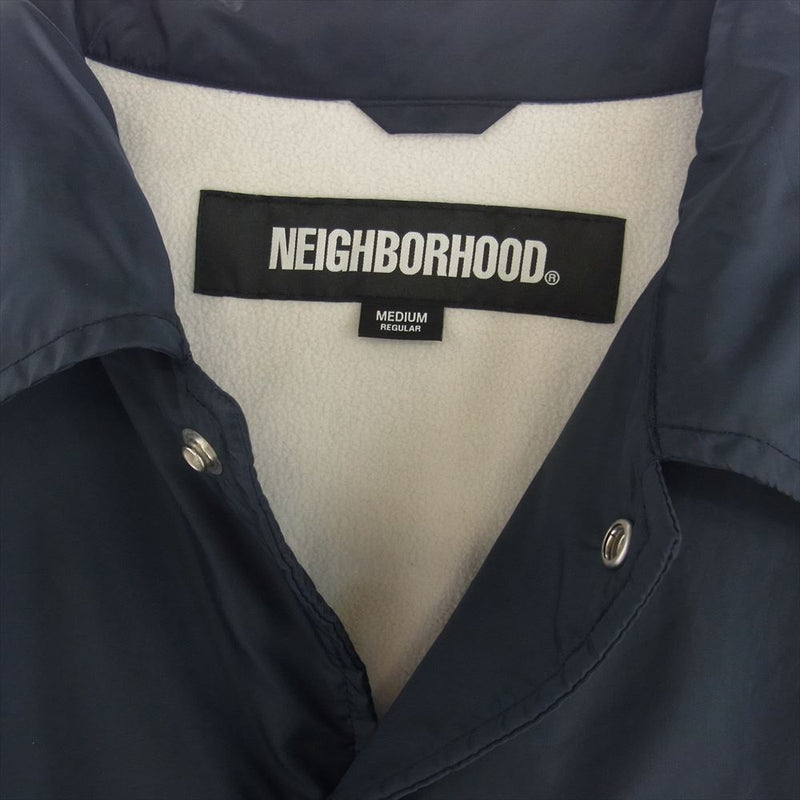 NEIGHBORHOOD ネイバーフッド 24SS 241TSNH-JKM01 WINDBREAKER JACKET-1 バックプリント ナイロン 裏フリース コーチジャケット ウィンドブレーカー ネイビー系 M【中古】