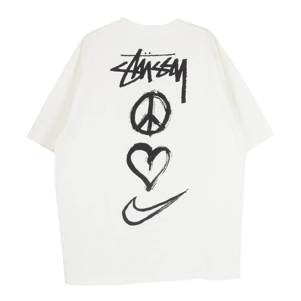 NIKE ナイキ 22SS DM4942-121 × STUSSY ステューシー Peace Love Swoosh NRG SS TEE ロゴプリント 半袖 Tシャツ ホワイト系 M【中古】